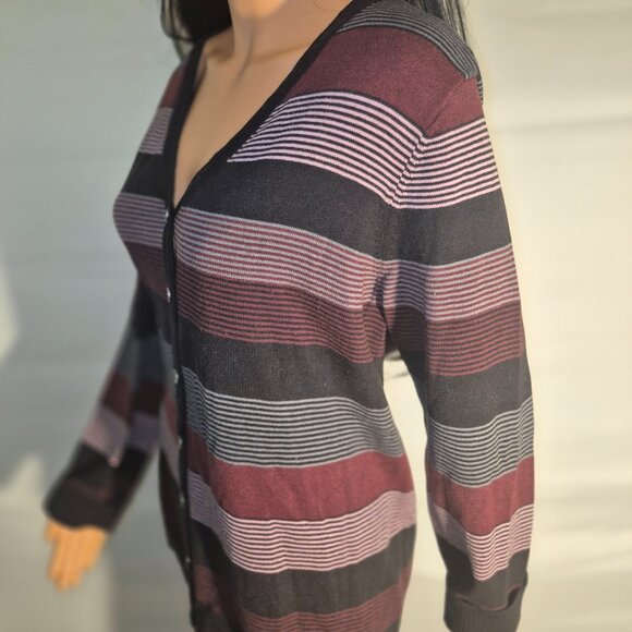 CJ BANKS Pretty Button-up striped sweater in size 2XL - Picture 1 of 15